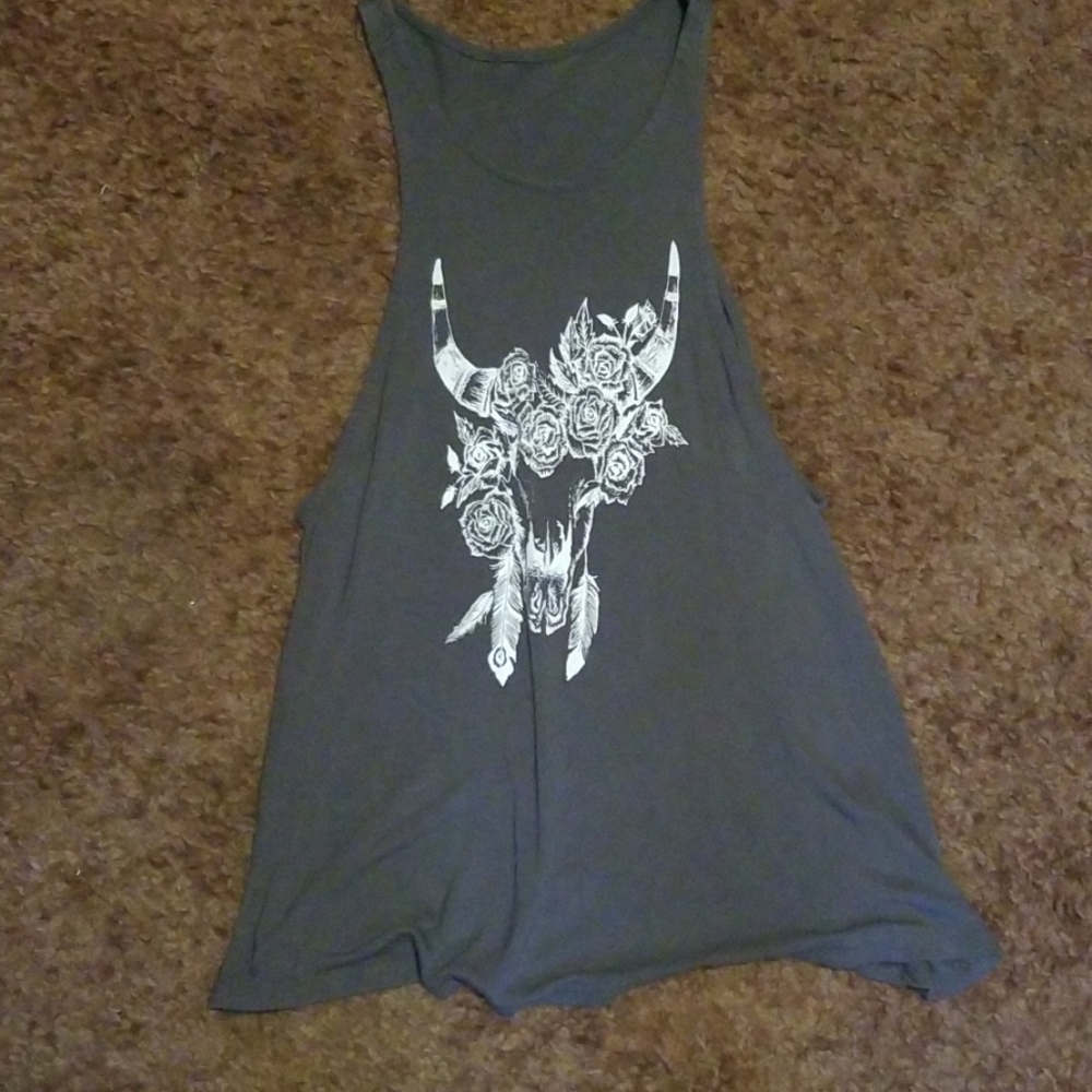 Floral Cow Skull Tunic Top